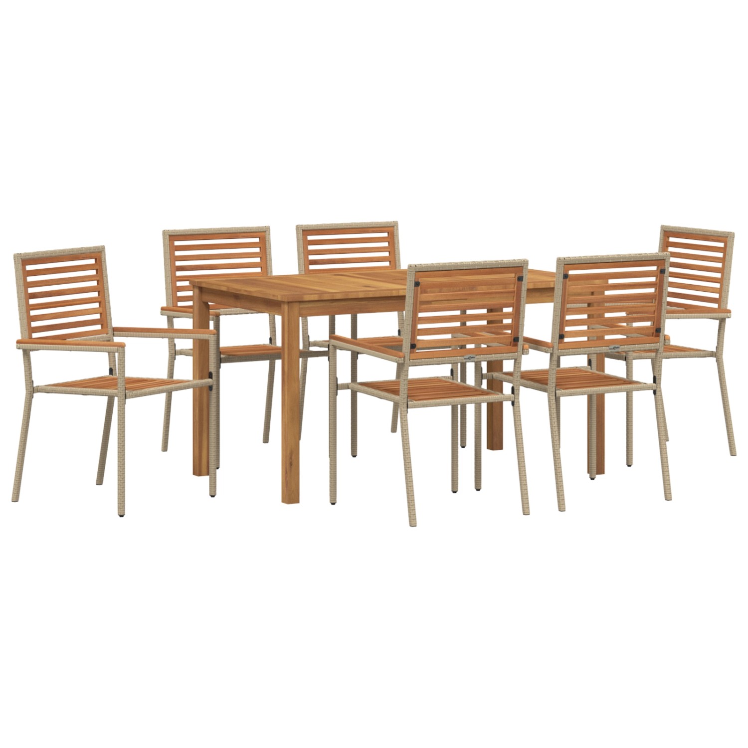 vidaXL Garten Essgruppe 7-Tlg Beige Poly Rattan 3365540 günstig online kaufen