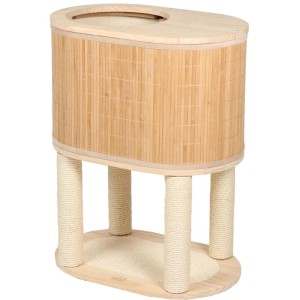 Ebi Katzenkratzbaum Bamboo Tori, 75 cm hoch, mit Bambusverkleidung und Sisal-Kratzsäulen.