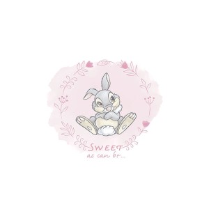 Disney Poster Klopfer Rosa (30x40 cm): Süßer Hase in rosa Blumenrahmen für Kinderzimmer.
