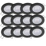 12er Set schwarze LED Einbauleuchten Sedan, dimmbar, warmweiß, 4,8W, für Deckenmontage.