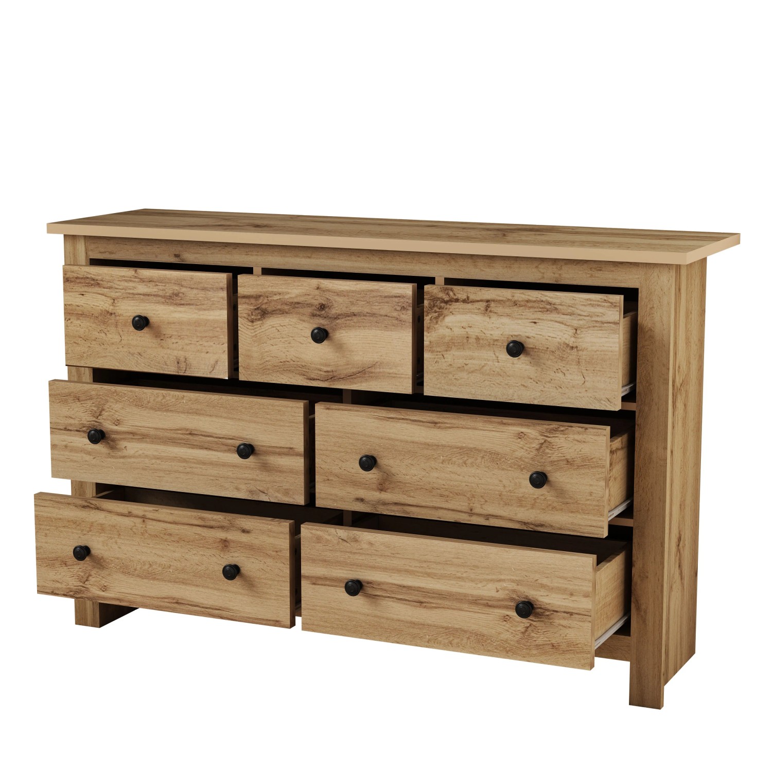 okwish Sideboard mit Stauraum Schubladen Küche 152x40x89cm Natur