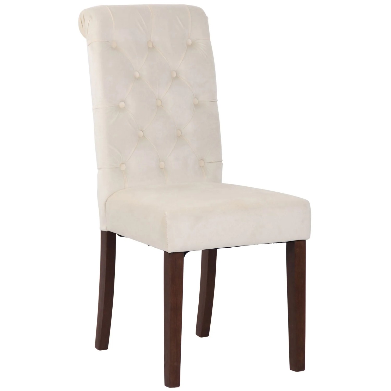 DELUKE Esszimmerstuhl WALES Samt 98x45x63cm Creme Holz Gestell Stühle Esszimmerstühle Esstisch Küchenstuhl