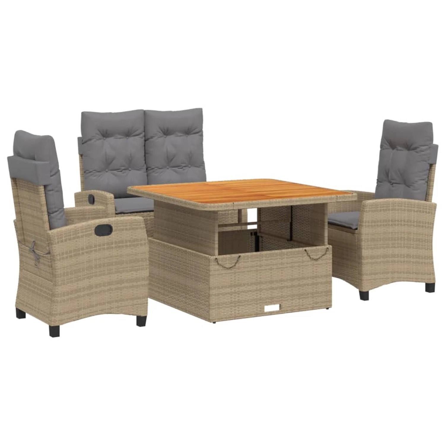 vidaXL 4-Tlg Garten-Essgruppe mit Kissen Beige Poly Rattan 3277428 günstig online kaufen