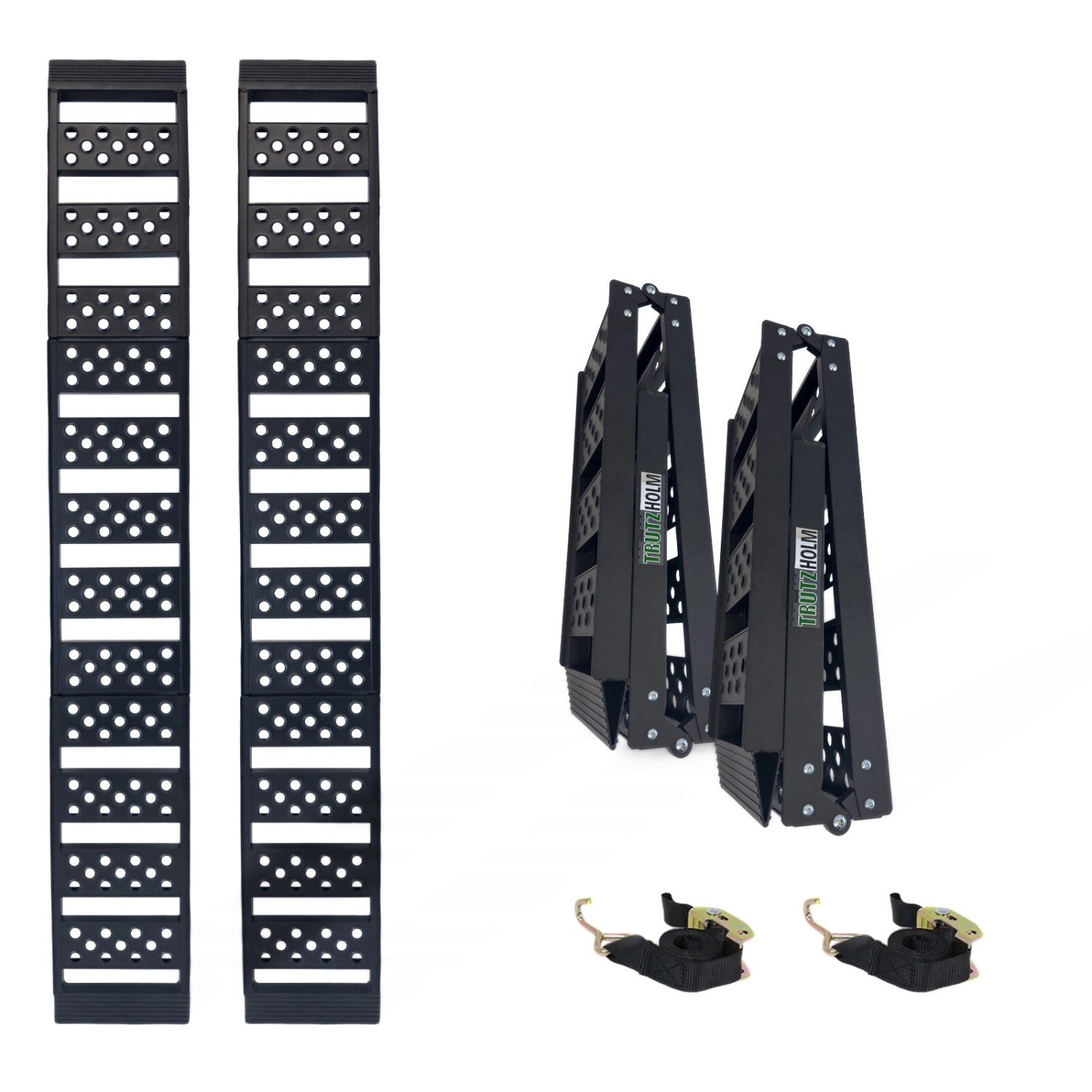 TRUTZHOLM 2x Auffahrrampe 2Fach Klappbar 199cm Traglast 680kg Alu Gelocht Grau