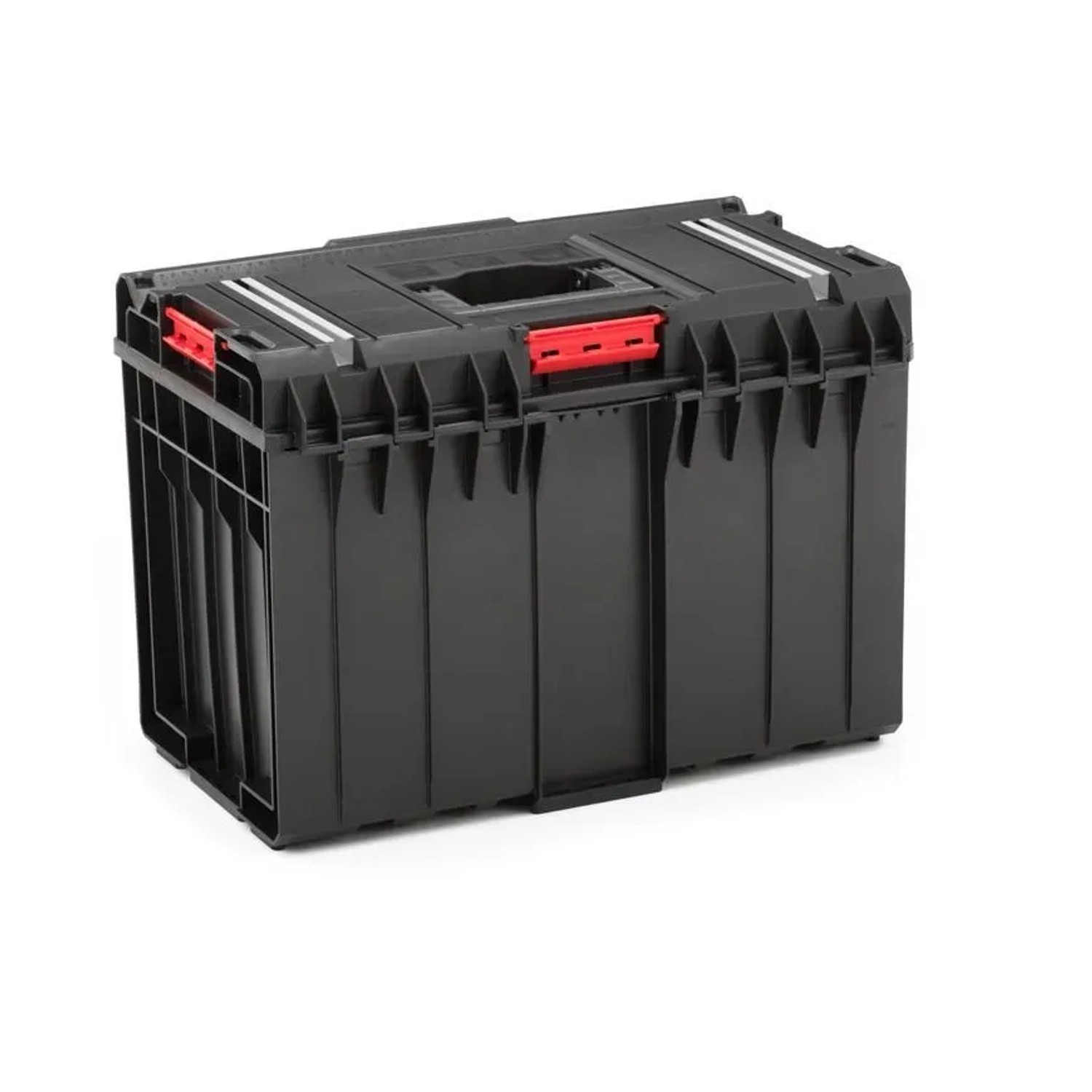 Schwarzer PROREGAL QBRICK Werkzeugkasten One mit Aluschienen, 52 Liter, bis 120 kg Traglast.