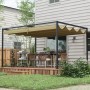 Outsunny Pergola, Khaki, mit Schiebedach, Metallgestell, 298x213x221 cm. Ideal für Garten & Terrasse.