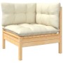 vidaXL Garten-Lounge-Eckteil aus Kiefernholz mit creme Kissen, Teil eines modularen Gartenmöbel Sets.