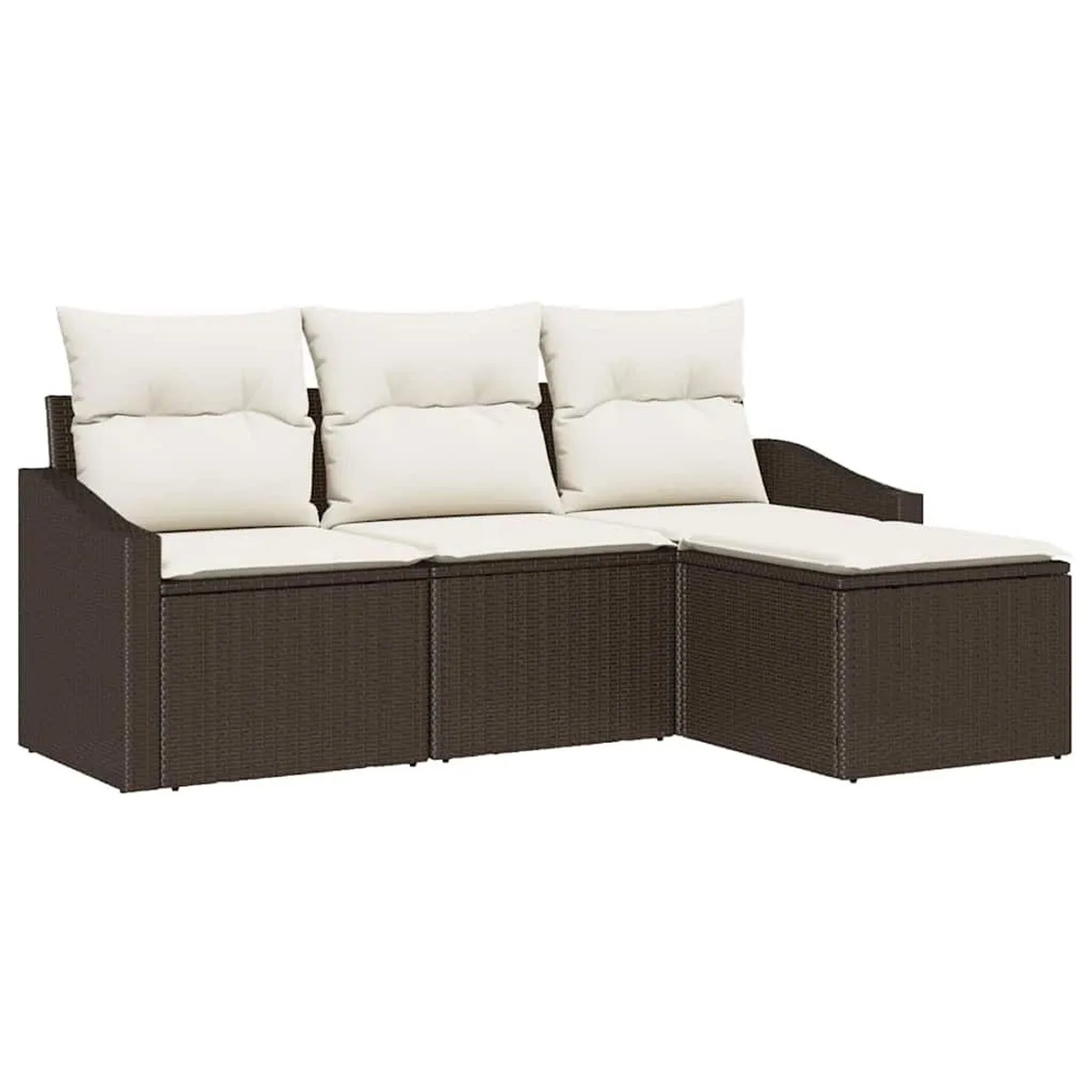vidaXL Sofa Set mit Kissen 4-Tlg Braun und Creme Poly-Rattan 3355337 günstig online kaufen