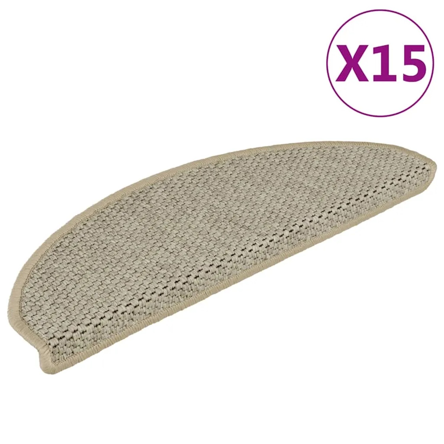 vidaXL Treppenmatten Selbstklebend Sisal-Look 15 Stk 65x21x4 Hellbeige 326875