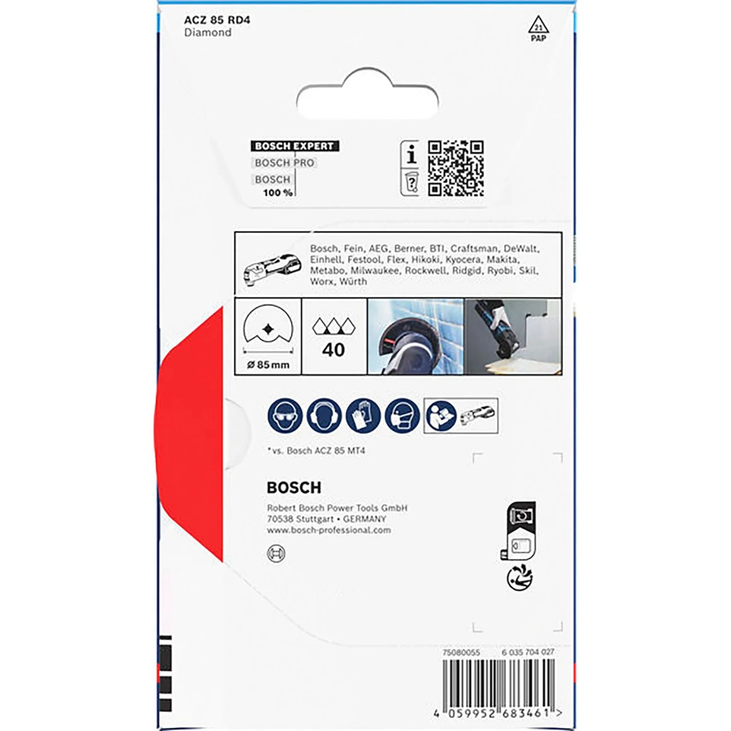 Bosch Expert ACZ 85 RD4 Fugensegmentblatt, schwarz, für Multifunktionswerkzeuge.