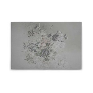 Graues Wandbild mit Blumenstillleben als Leinwandbild für Wohnzimmer und Schlafzimmer.