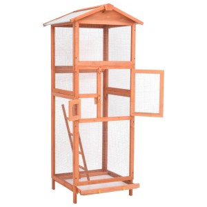 vidaXL Vogelkäfig 68x62x166 cm Massivholz Fichte 171457