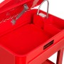Rotes EBERTH Teilewaschgerät mit Pumpe, 80L Becken und Werkzeugablage für die Werkstatt.