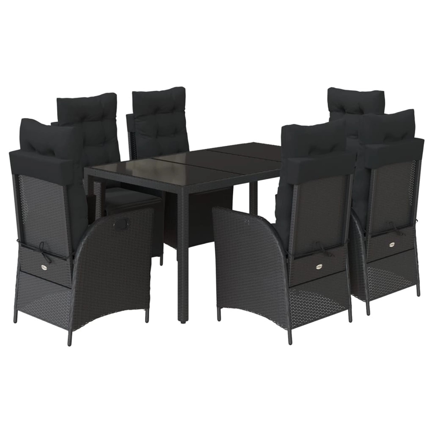 vidaXL 7-Tlg Garten-Essgruppe mit Kissen Schwarz Poly Rattan 3213323 günstig online kaufen