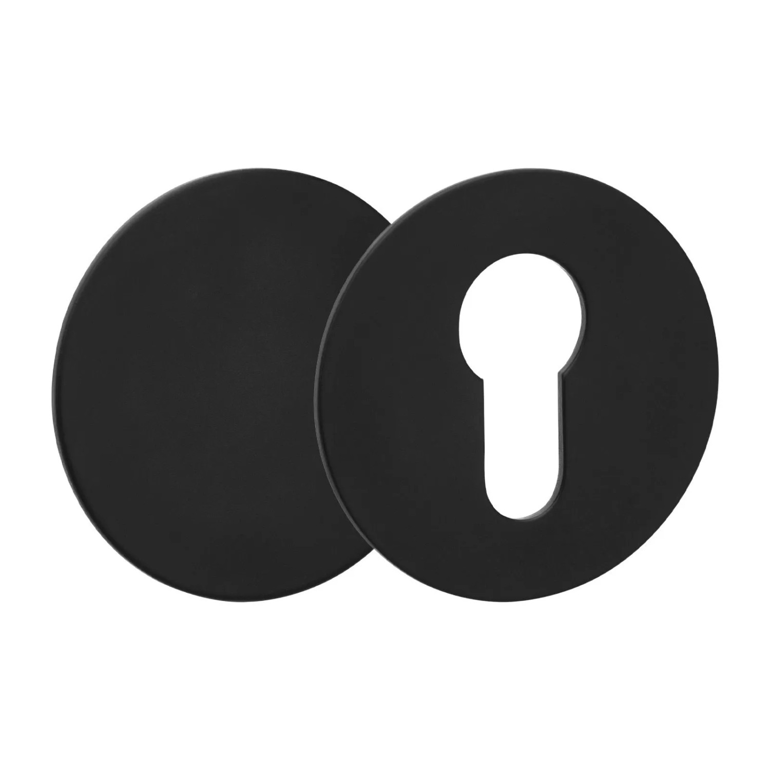 Thumbnail - SOTECH 2x Selbstklebende Tür Rosetten Set Rund Ø55 mm mit PZ und Blindrosette Edelstahl Schwarz