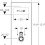 Technische Zeichnung Geberit Monolith Sanitärmodul 114 cm, Maße und Anschlüsse für Wand-WC.