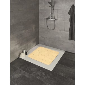 Beige BWO Silva Duscheinlage 55x55 cm mit Saugnäpfen in Dusche.
