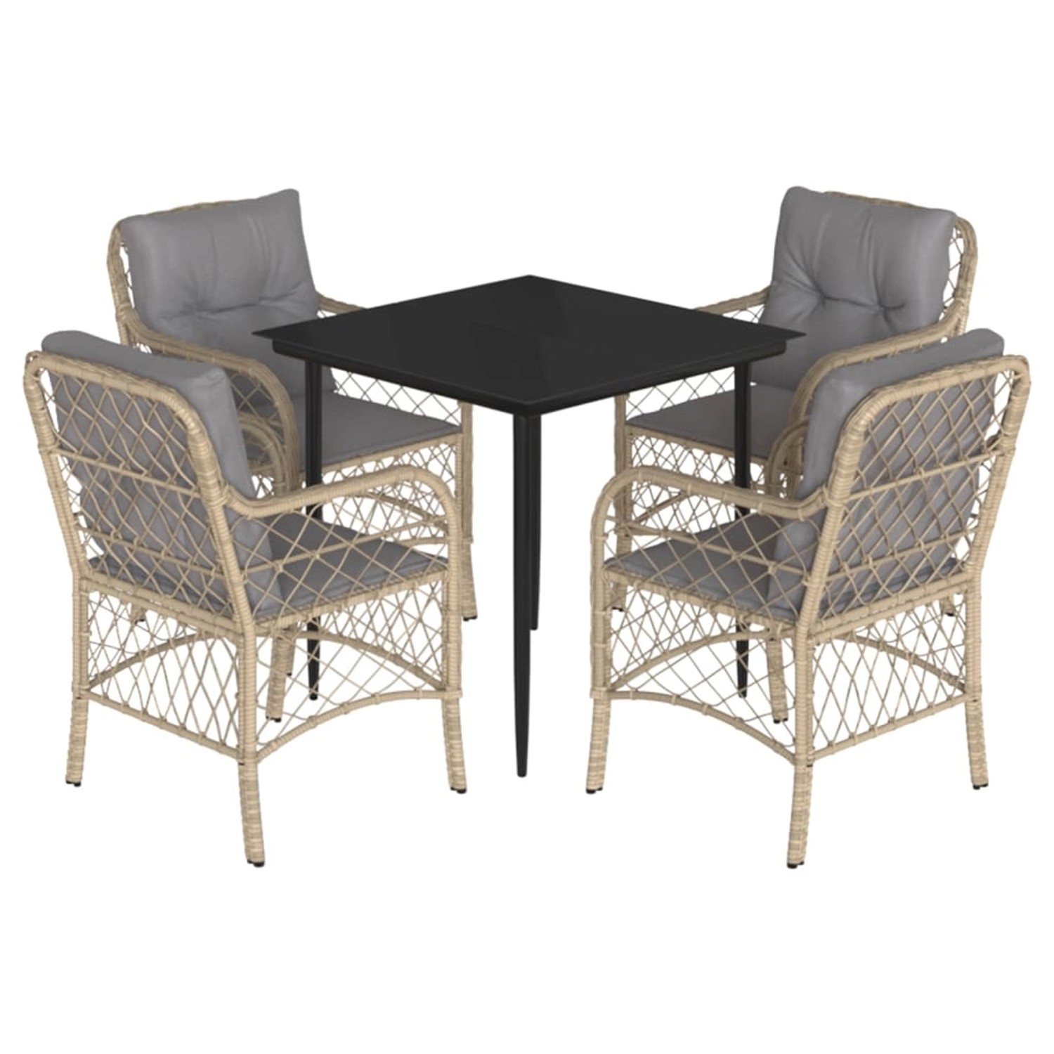 vidaXL 5-Tlg Garten-Essgruppe mit Kissen Beigemischung Poly Rattan 3212153 günstig online kaufen