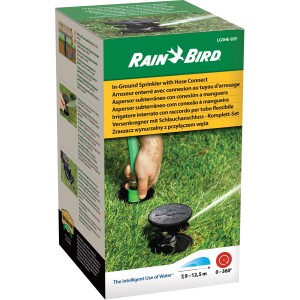 Verpackung des Rain Bird Versenk-Impulsregner Sets für die Gartenbewässerung.