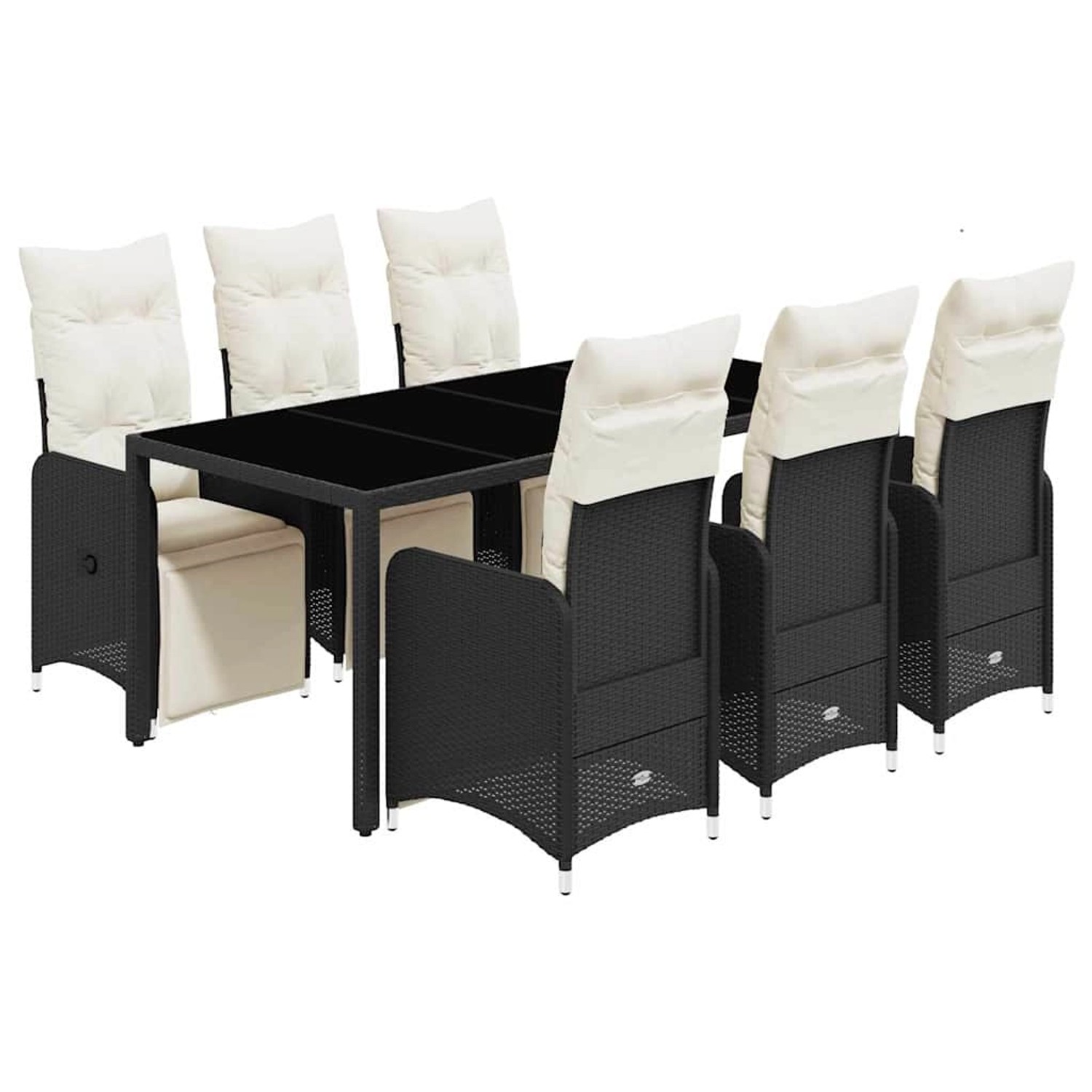 vidaXL 7-Tlg Garten-Bistro-Set mit Kissen Schwarz Poly Rattan 3277139