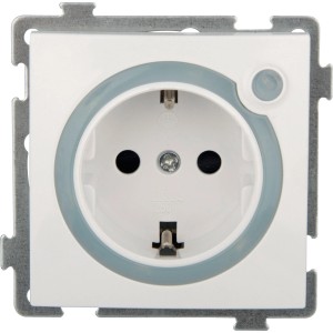 Weiße Schutzkontakt-Steckdose Mirena mit Nachtlicht, Unterputz, 1-fach.