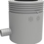 Grauer Marley Regensammler DN 80/105 mit Filter und Überlaufstopp.