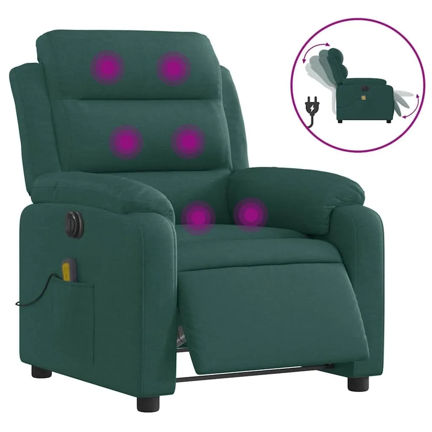 vidaXL Massagesessel Elektrisch Dunkelgrün Stoff 3204974_3