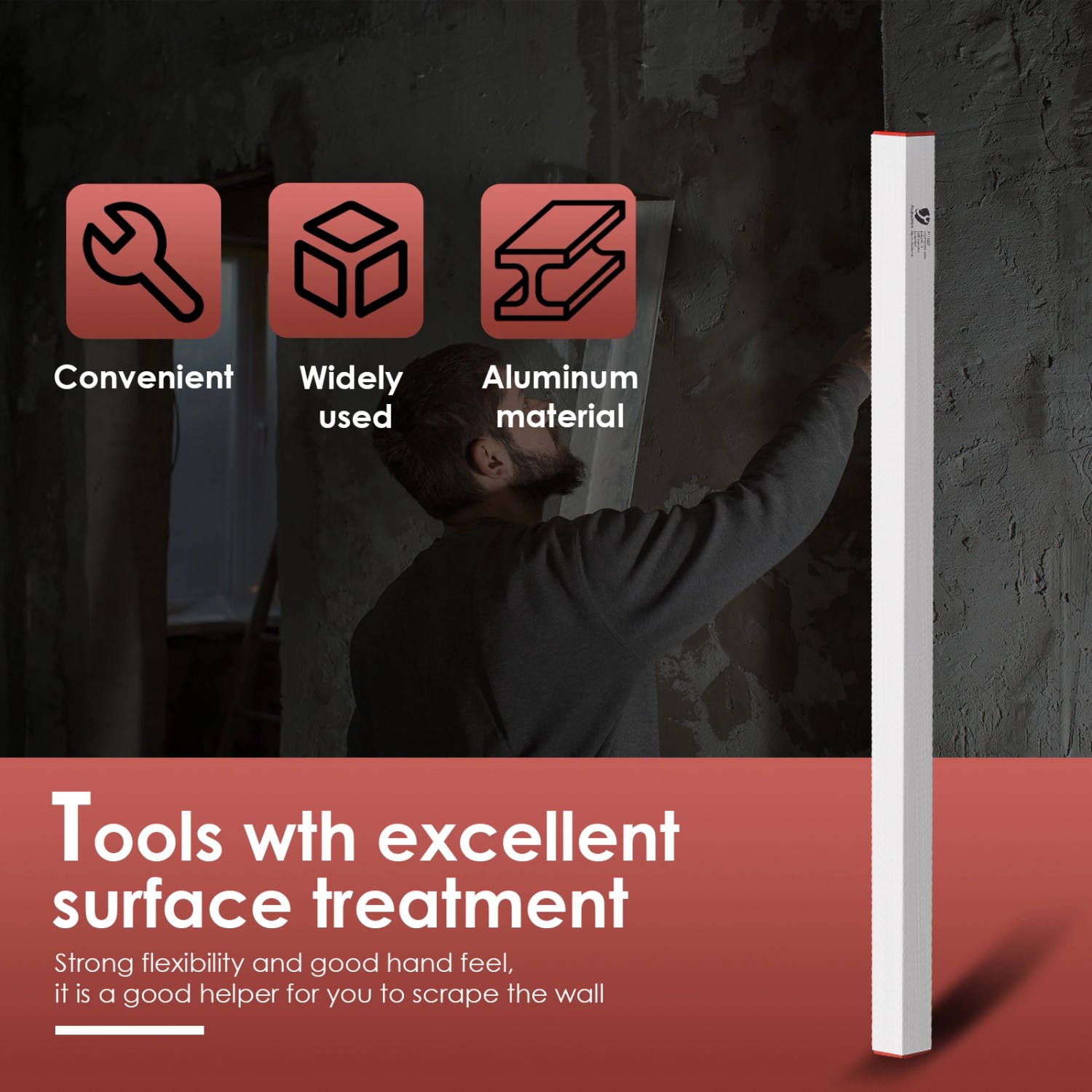 CCLIFE Kartätsche 150cm aus Aluminium zum Glattstreichen von Putz, Beton und Mörtel.