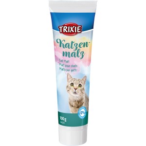 Trixie Katzenmalz, 100g Tube, fördert Verdauung und reduziert Haarballenbildung bei Katzen.