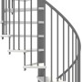 Minka Spindeltreppe Spiral Smart, Ø160cm, weiß/grau. Innentreppe mit Holzstufen und Metallgeländer.