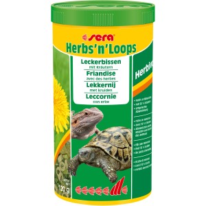 Sera Reptilienfutter Herbs and Loops Nature, 120g Dose mit Kräutern und Loops für Reptilien.