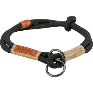 Trixie Zugstopp Halsband Be Nordic, schwarz-sandfarben, 40cm. Hundehalsband aus Tau mit Zugbegrenzung.