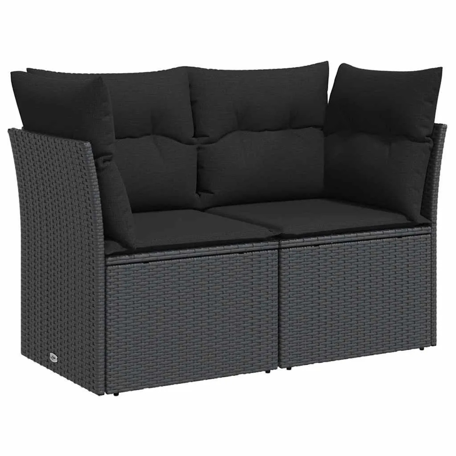 vidaXL Gartensofa mit Kissen 2-Sitzer Schwarz Poly Rattan 365986 günstig online kaufen