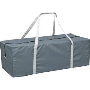 Verpackte Bestway Poolüberdachung Pavilion 600x295cm in grauer Tragetasche mit weißen Trägern.