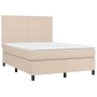 Boxspringbett, Cappuccino-Braun, 140x190cm, Kunstleder. Bett mit Matratze und Kopfteil.