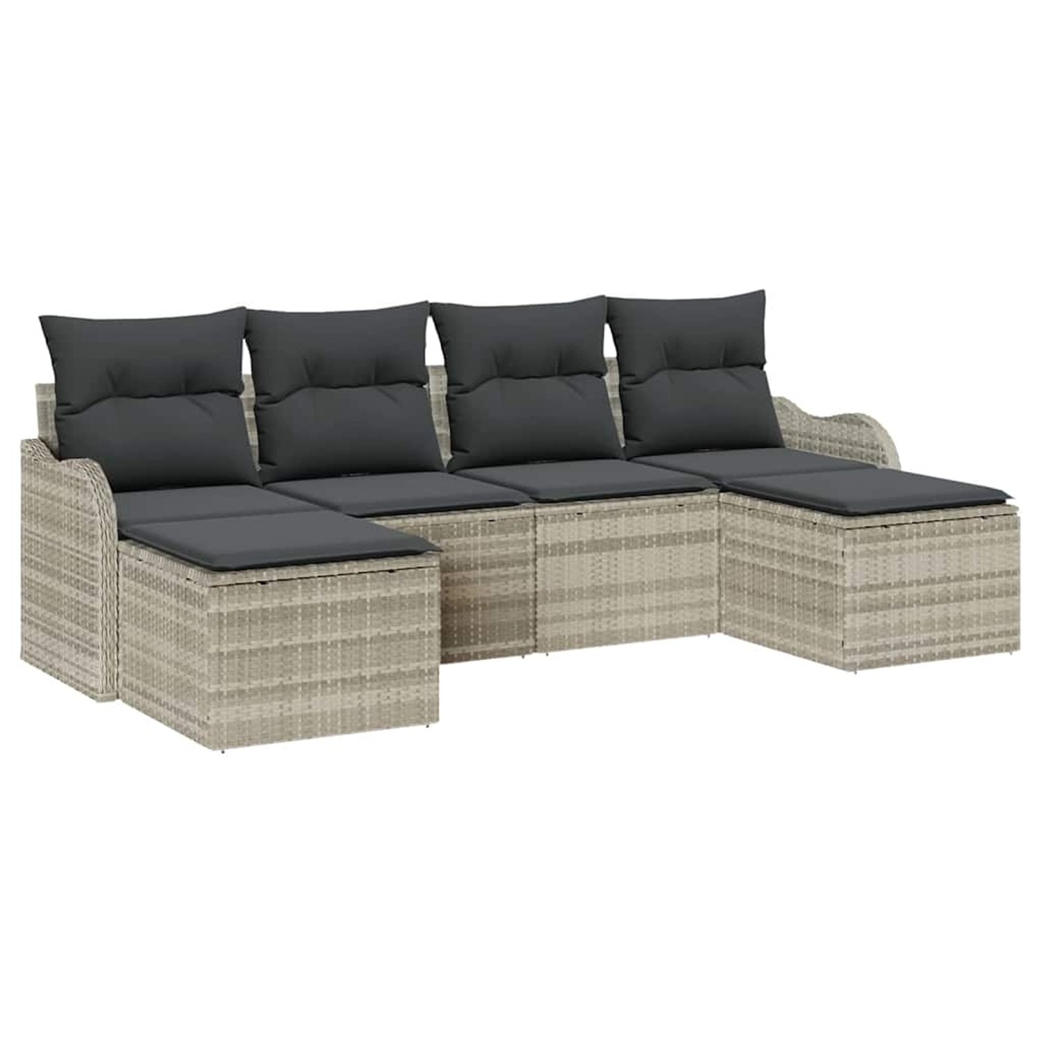 vidaXL Garten-Sofa-Set mit Kissen 6-Tlg Hellgrau Poly Rattan 3345812 günstig online kaufen