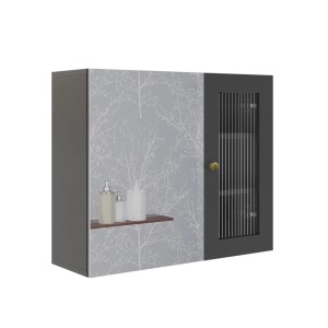 Vicco Badspiegelschrank Malte, grau, 60x50 cm, mit Spiegeltür und Ablage.