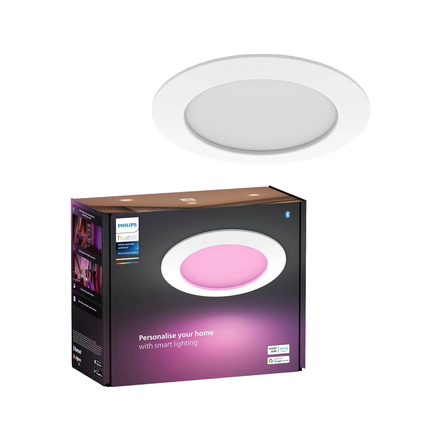 Philips Hue Smart-Einbauspot Slim White & Color Ambiance 17 cm Weiß 1er Pack