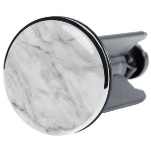 Sanilo Waschbeckenstöpsel mit Marmor-Design, verchromter Messingkopf.