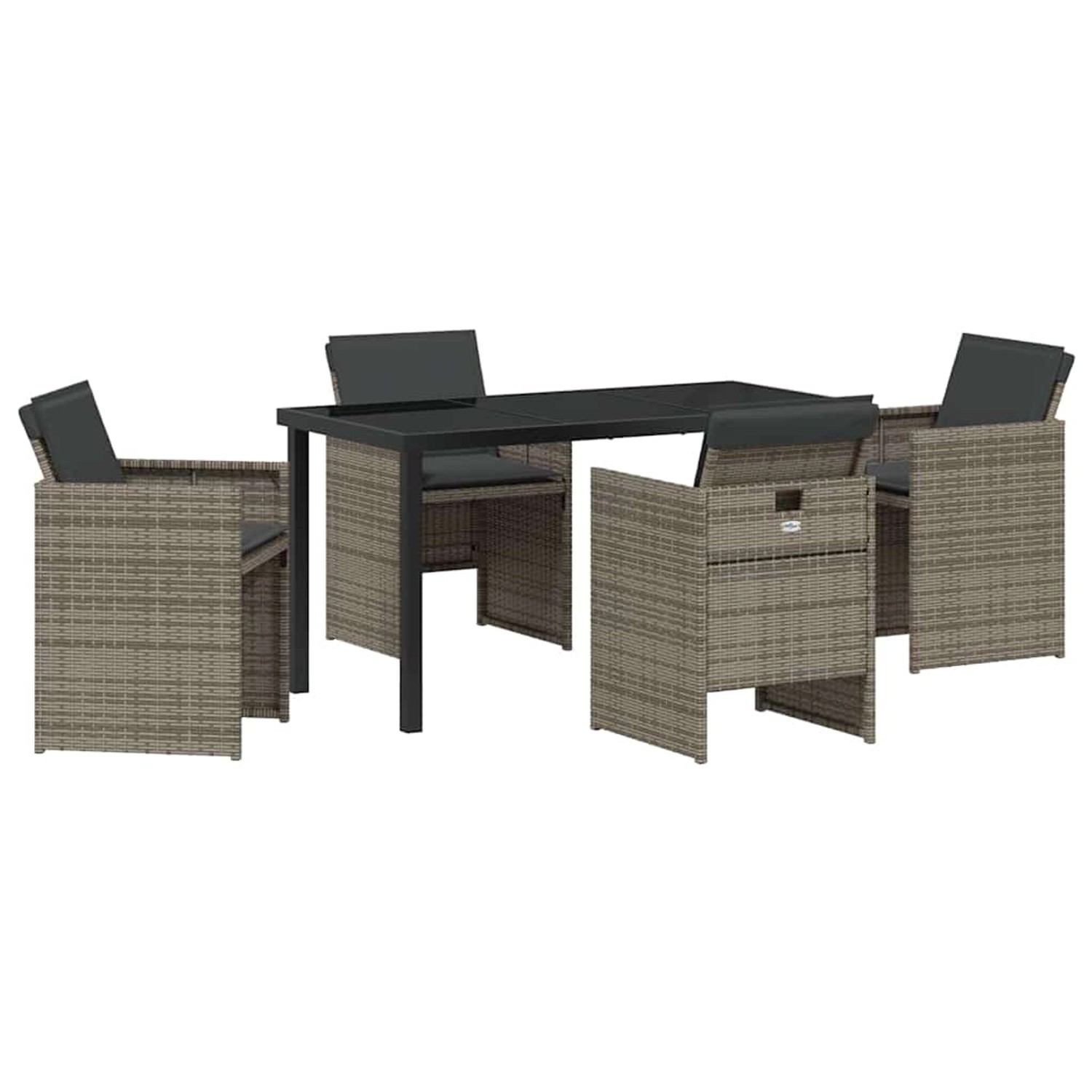 vidaXL Garten Essgruppe mit Kissen Falten 5-Tlg Grau Poly Rattan 3379949 günstig online kaufen