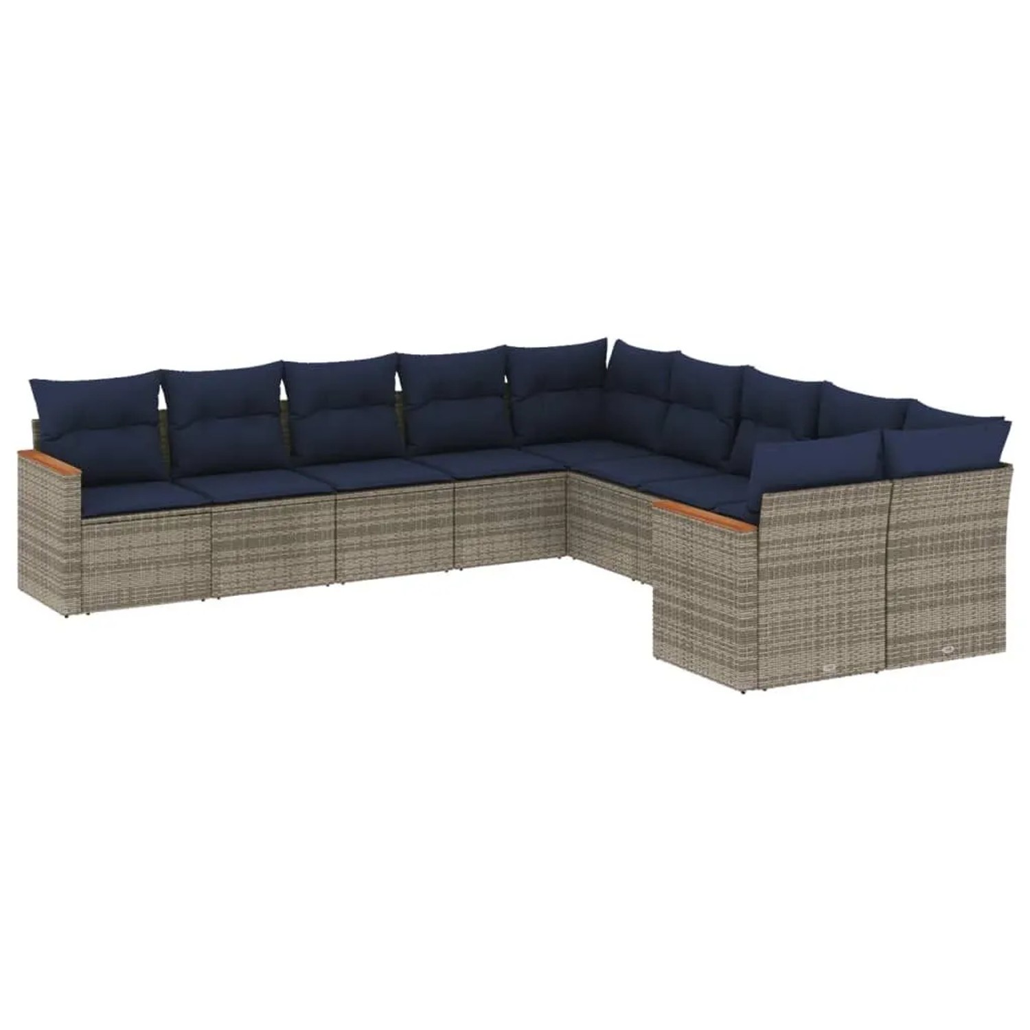 vidaXL 10-Tlg Gartensofa-Set mit Kissen Grau Polyrattan 3226355 günstig online kaufen