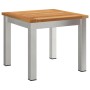 Quadratischer Gartentisch aus Akazienholz und Metall, Teil der vidaXL Essgruppe.