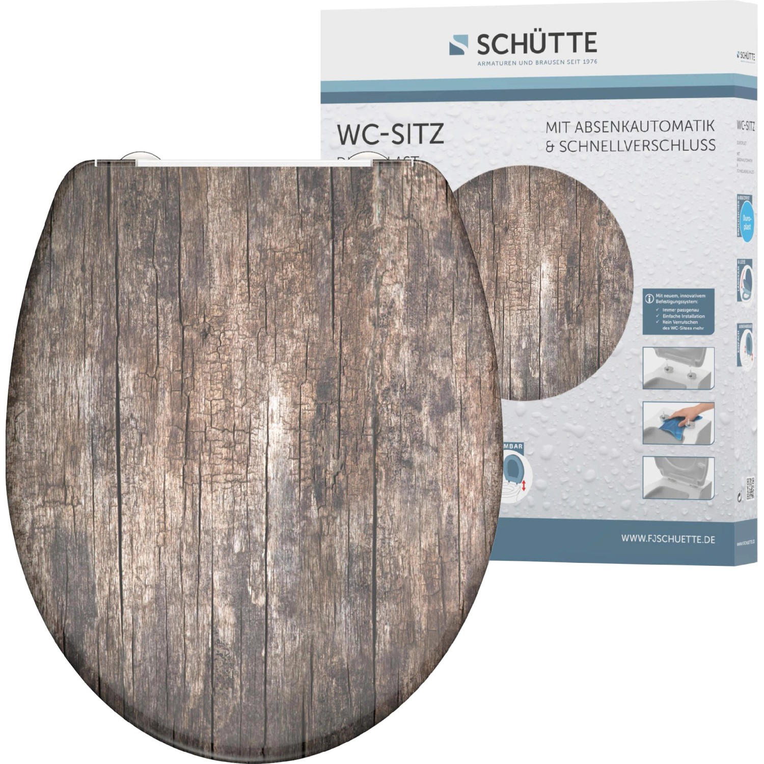 Schütte WC-Sitz Old Wood Duroplast mit Absenkautomatik & Schnellverschluss