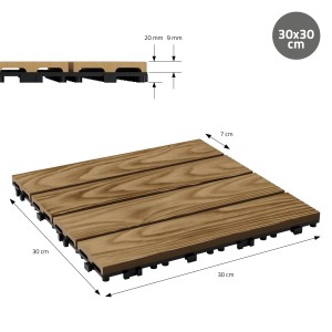 ML-Design WPC Terrassenfliese, 30x30 cm, 55er Set, Teak Holzoptik für Terrasse & Balkon.