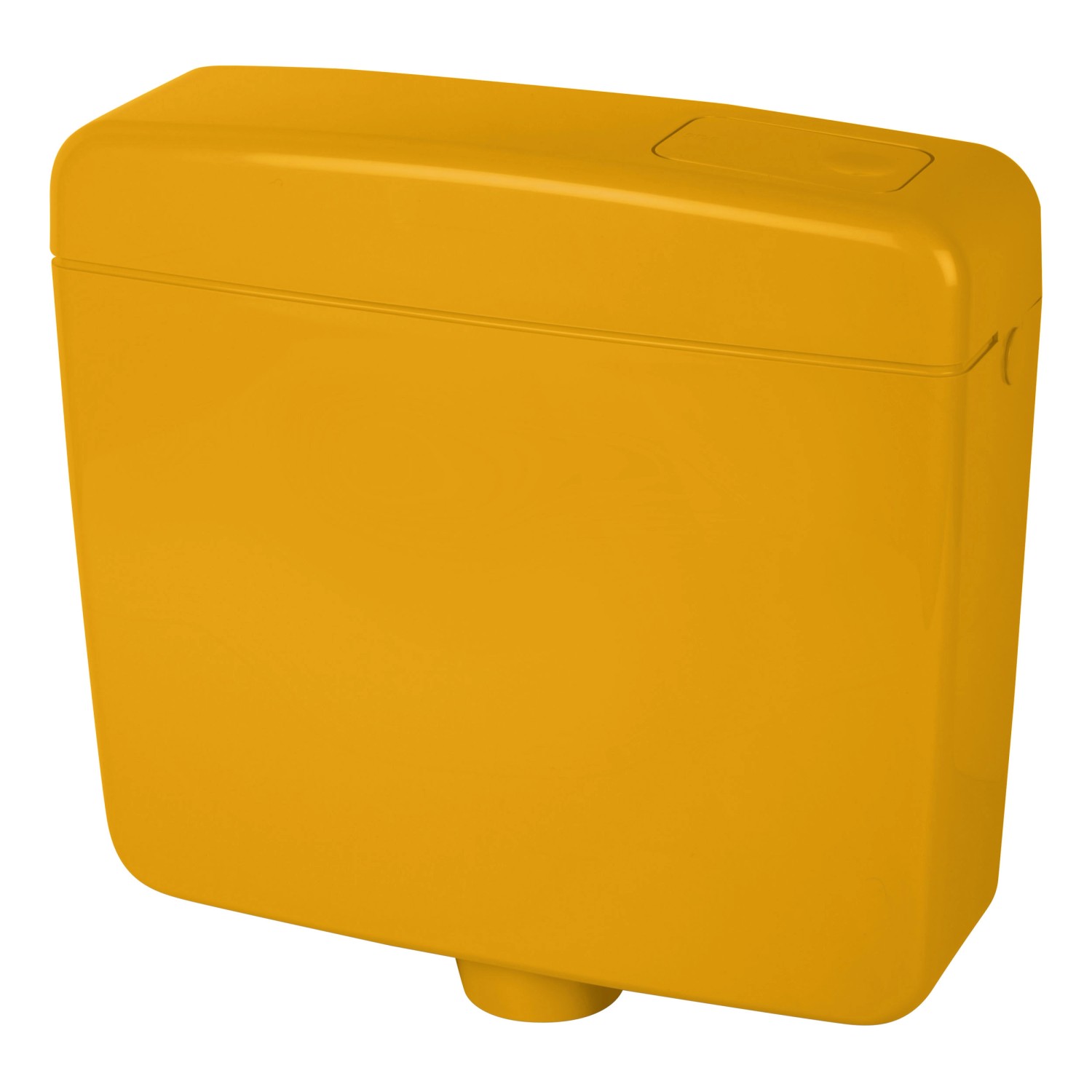 Aufputz-Spülkasten in Curry-Gelb mit Spül-Stopp-Funktion für Sanitärinstallation.
