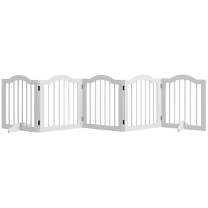 PawHut Absperrgitter, 5-teilig, weiß, für Hunde und Haustiere, flexibel einsetzbar.