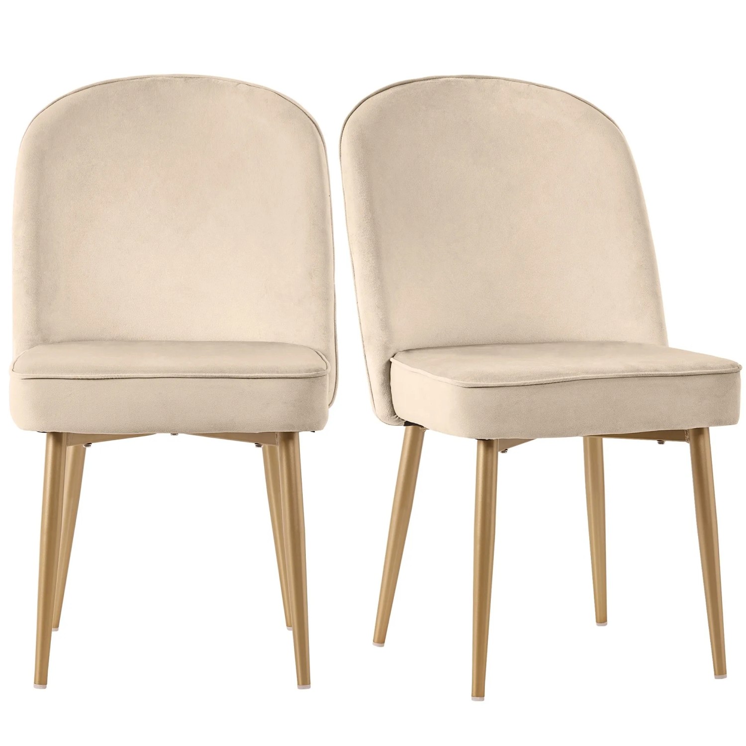 Merax Esszimmerstuhl 2Er Set Beige Samt Goldfarbene Beine