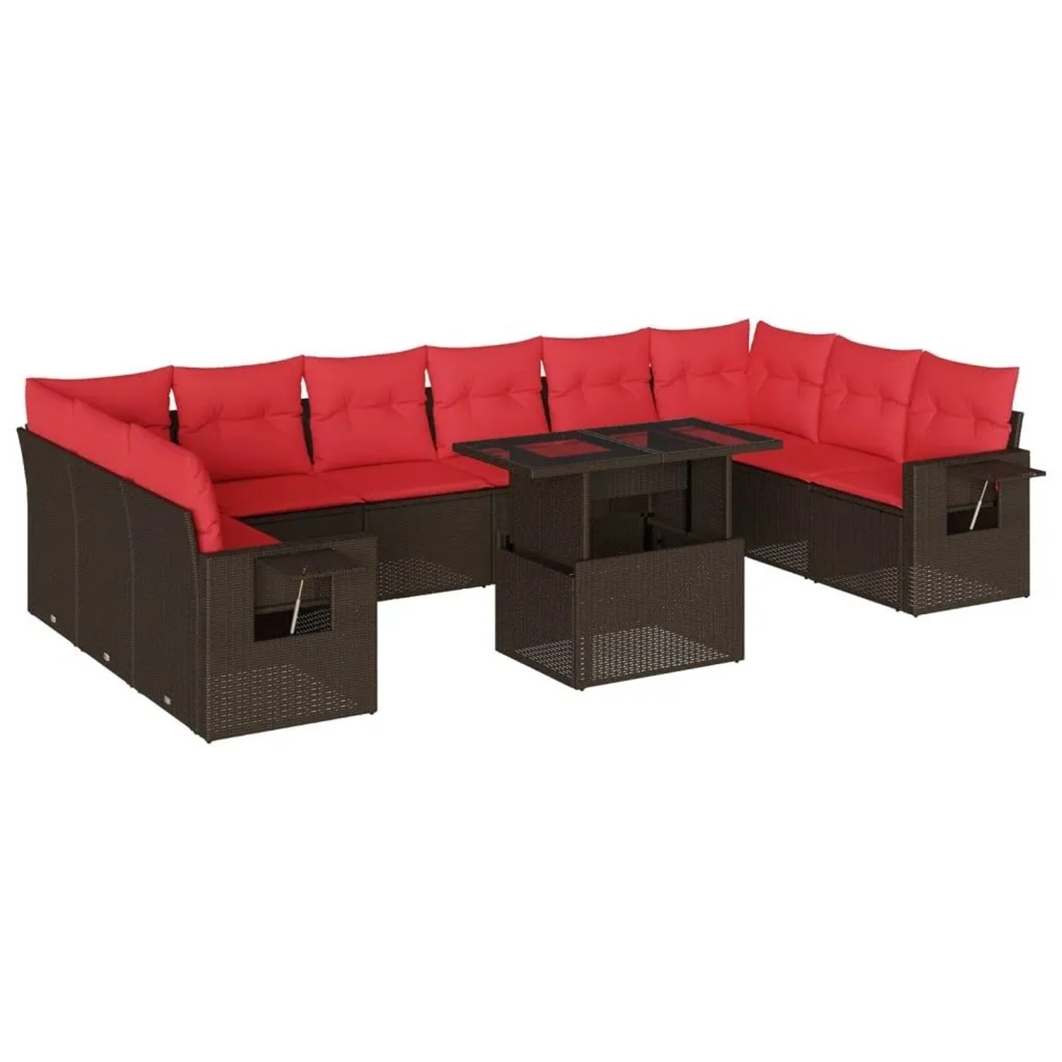 vidaXL 11-Tlg Gartensofa-Set mit Kissen Braun Polyrattan 3268154 günstig online kaufen