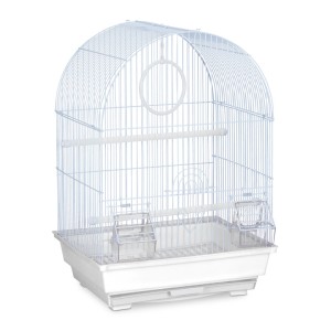 Relaxdays Vogelkäfig Stahl Weiß mit Zubehör 49,5 cm x 34,5 cm x 31 cm 1,4 kg