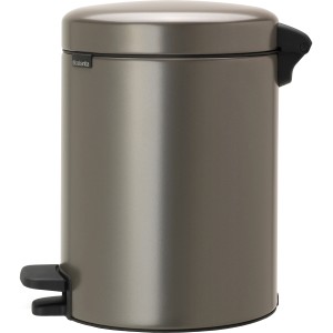 Brabantia Treteimer NewIcon 5 l in Platinum: runder Mülleimer mit Pedal.